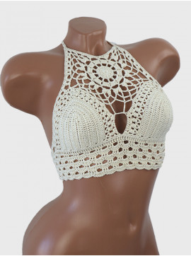 Blossom Enchantment: Medallion of Elegance - Crochet Bikini Top