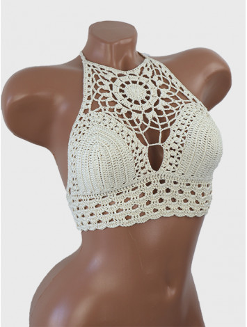 Blossom Enchantment: Medallion of Elegance - Crochet Bikini Top