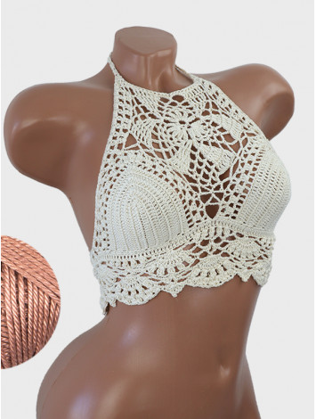 Tropical Lace: Leafy Pineapple Bloom - Топ В'язаний Гачком