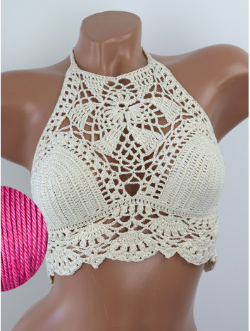 Tropical Lace: Leafy Pineapple Bloom - Топ В'язаний Гачком