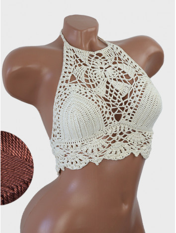 Tropical Lace: Leafy Pineapple Bloom - Топ В'язаний Гачком