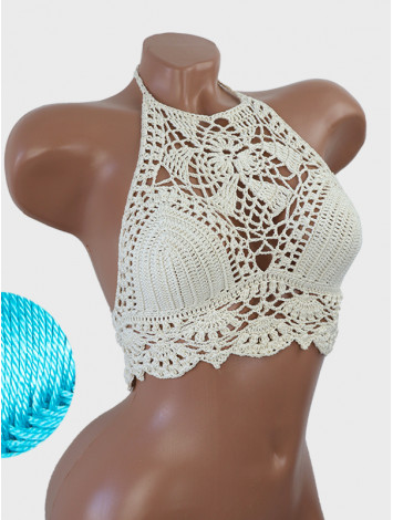 Tropical Lace: Leafy Pineapple Bloom - Топ В'язаний Гачком