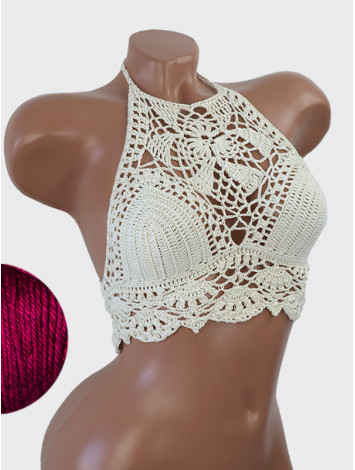 Tropical Lace: Leafy Pineapple Bloom - Топ В'язаний Гачком