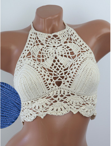 Tropical Lace: Leafy Pineapple Bloom - Топ В'язаний Гачком