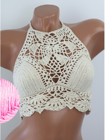 Tropical Lace: Leafy Pineapple Bloom - Топ В'язаний Гачком