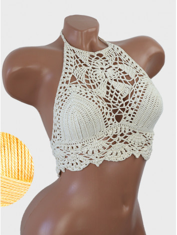 Tropical Lace: Leafy Pineapple Bloom - Топ В'язаний Гачком