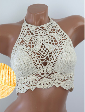 Tropical Lace: Leafy Pineapple Bloom - Топ В'язаний Гачком