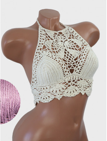 Tropical Lace: Leafy Pineapple Bloom - Топ В'язаний Гачком