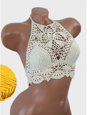 Tropical Lace: Leafy Pineapple Bloom - Топ В'язаний Гачком