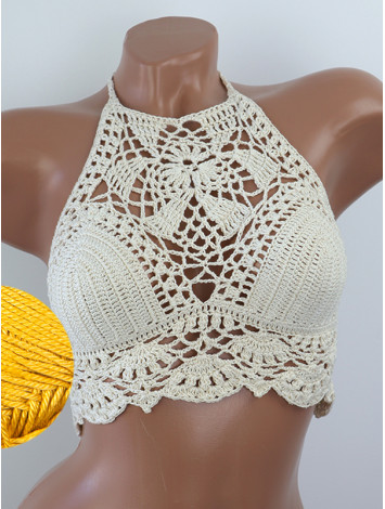 Tropical Lace: Leafy Pineapple Bloom - Топ В'язаний Гачком