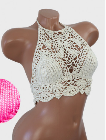 Tropical Lace: Leafy Pineapple Bloom - Топ В'язаний Гачком