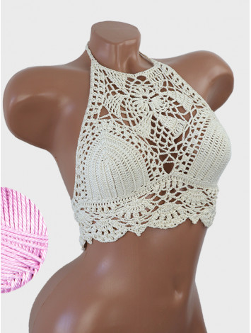 Tropical Lace: Leafy Pineapple Bloom - Топ В'язаний Гачком