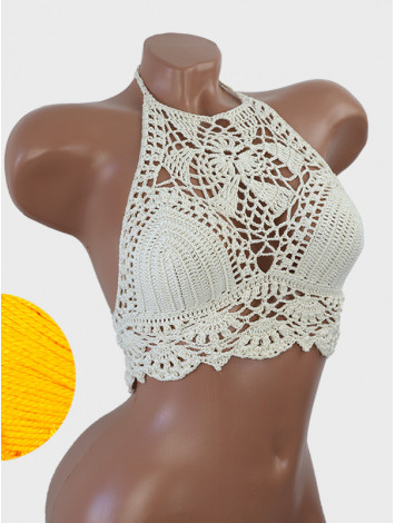 Tropical Lace: Leafy Pineapple Bloom - Топ В'язаний Гачком