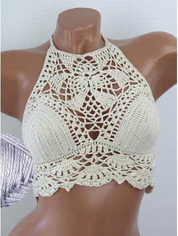 Tropical Lace: Leafy Pineapple Bloom - Топ В'язаний Гачком