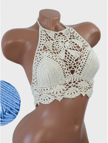 Tropical Lace: Leafy Pineapple Bloom - Топ В'язаний Гачком