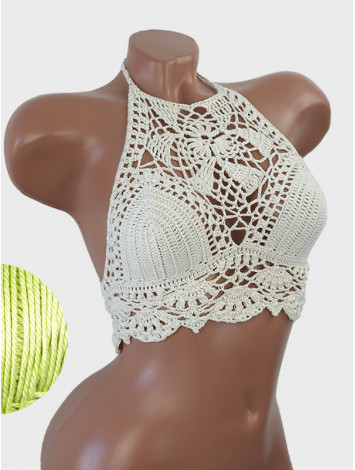 Tropical Lace: Leafy Pineapple Bloom - Топ В'язаний Гачком