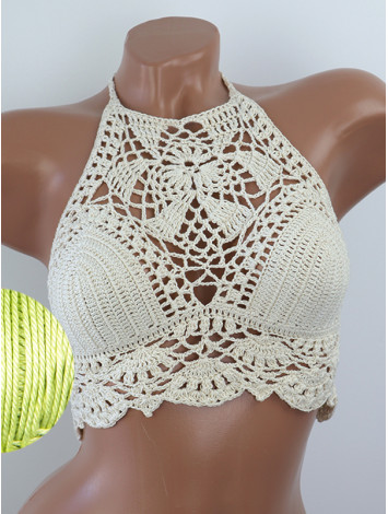 Tropical Lace: Leafy Pineapple Bloom - Топ В'язаний Гачком