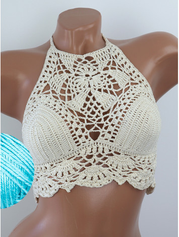 Tropical Lace: Leafy Pineapple Bloom - Топ В'язаний Гачком