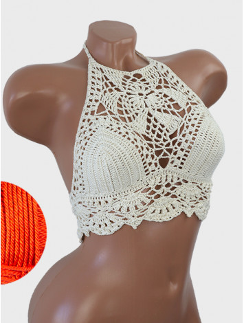 Tropical Lace: Leafy Pineapple Bloom - Топ В'язаний Гачком