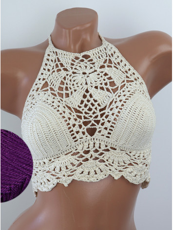 Tropical Lace: Leafy Pineapple Bloom - Топ В'язаний Гачком