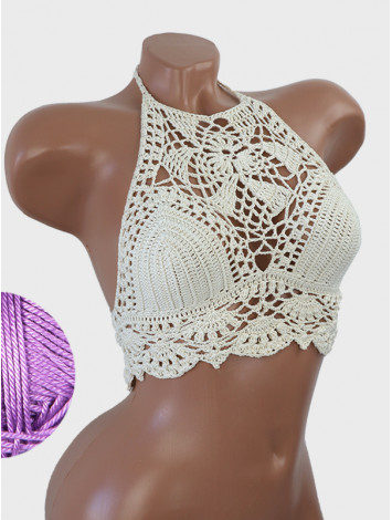 Tropical Lace: Leafy Pineapple Bloom - Топ В'язаний Гачком