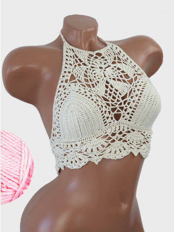 Tropical Lace: Leafy Pineapple Bloom - Топ В'язаний Гачком