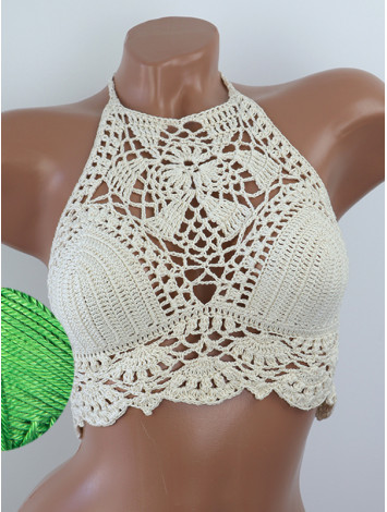 Tropical Lace: Leafy Pineapple Bloom - Топ В'язаний Гачком