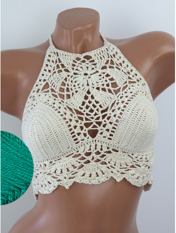 Tropical Lace: Leafy Pineapple Bloom - Топ В'язаний Гачком