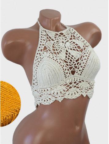 Tropical Lace: Leafy Pineapple Bloom - Топ В'язаний Гачком