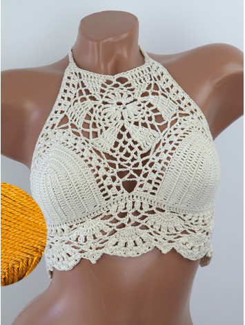 Tropical Lace: Leafy Pineapple Bloom - Топ В'язаний Гачком