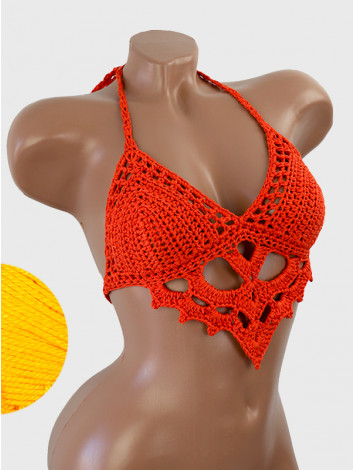 The Chunky Knit Stunner: Enchanting Tri-Jab - Топ В'язаний Гачком