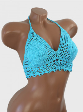 The Lace Netweave: Intricate Mesh Charm - Crochet Bikini Top