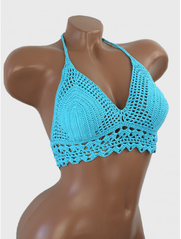 The Lace Netweave: Intricate Mesh Charm - Crochet Bikini Top