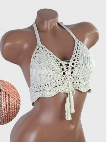 Tassel Drops Crochet: Whimsical Knots - Crochet Bikini Top