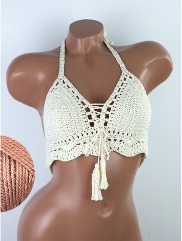 Tassel Drops Crochet: Whimsical Knots - Crochet Bikini Top