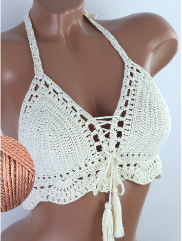 Tassel Drops Crochet: Whimsical Knots - Crochet Bikini Top