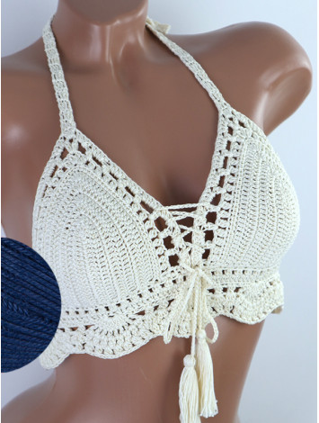 Tassel Drops Crochet: Whimsical Knots - Crochet Bikini Top