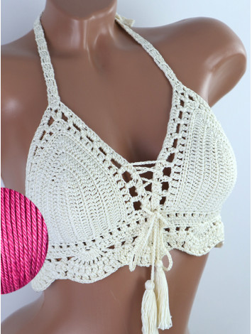 Tassel Drops Crochet: Whimsical Knots - Crochet Bikini Top