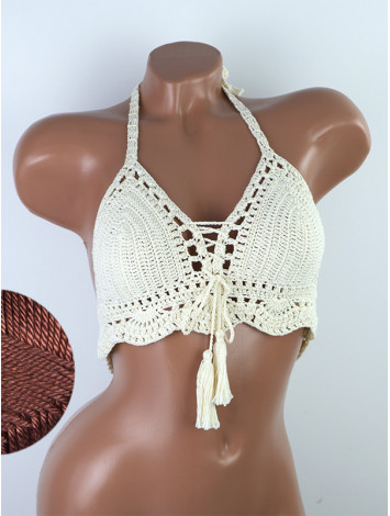 Tassel Drops Crochet: Whimsical Knots - Crochet Bikini Top