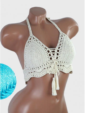 Tassel Drops Crochet: Whimsical Knots - Crochet Bikini Top