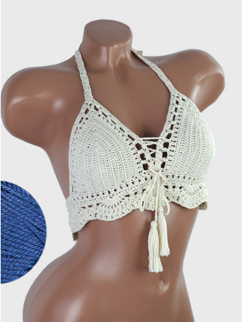 Tassel Drops Crochet: Whimsical Knots - Crochet Bikini Top