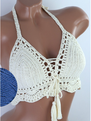 Tassel Drops Crochet: Whimsical Knots - Crochet Bikini Top