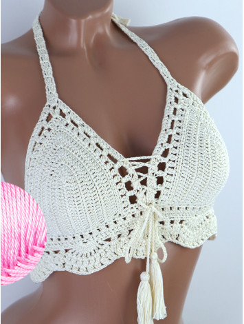Tassel Drops Crochet: Whimsical Knots - Crochet Bikini Top