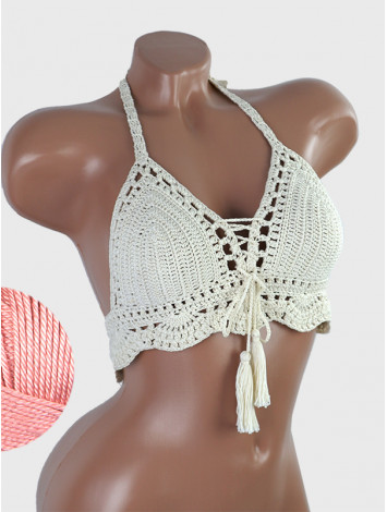 Tassel Drops Crochet: Whimsical Knots - Crochet Bikini Top