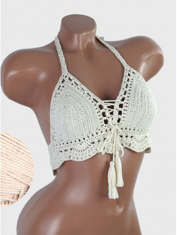 Tassel Drops Crochet: Whimsical Knots - Crochet Bikini Top