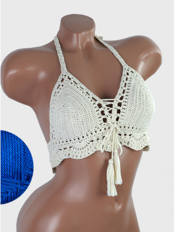Tassel Drops Crochet: Whimsical Knots - Crochet Bikini Top