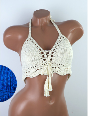 Tassel Drops Crochet: Whimsical Knots - Crochet Bikini Top