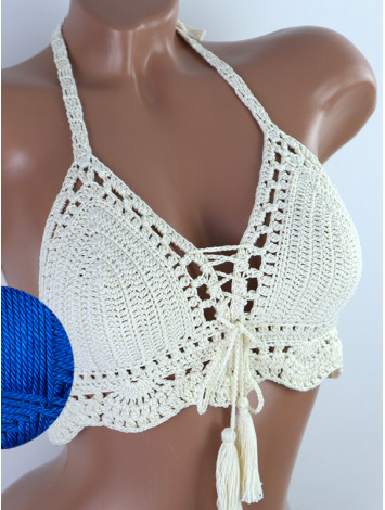 Tassel Drops Crochet: Whimsical Knots - Crochet Bikini Top