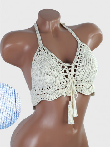 Tassel Drops Crochet: Whimsical Knots - Crochet Bikini Top