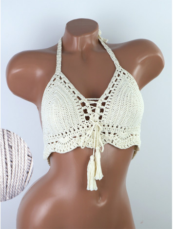 Tassel Drops Crochet: Whimsical Knots - Crochet Bikini Top